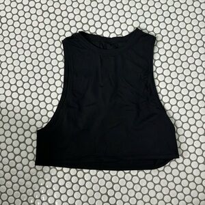 Lululemon cropped muscle tank in black. I think it's a size 4 but no tag